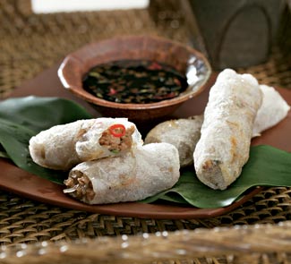 Рисовые роллы с креветками и свининой