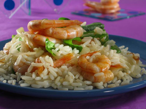 Креветки с овощами