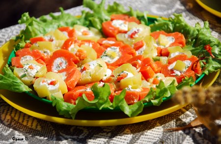 Закуска из овощей с творогом