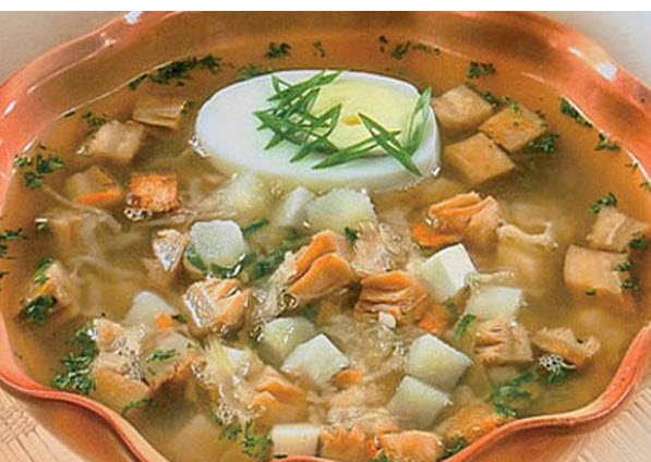 Окрошка с солеными грибами