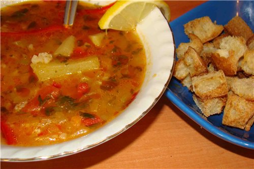 Суп из зелени с гранатовым соком