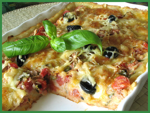 Картофельная пицца с шампиньонами и сладким перцем