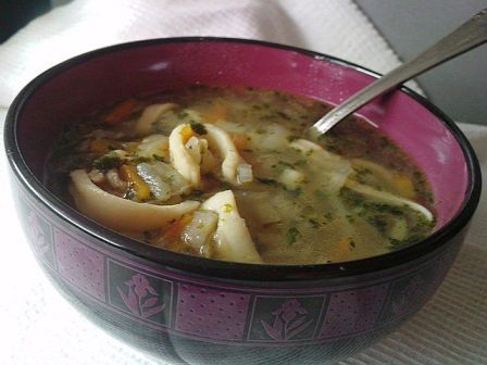 Рассольник домашний с кальмарами