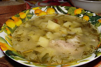 Рассольник зеленый с лимоном