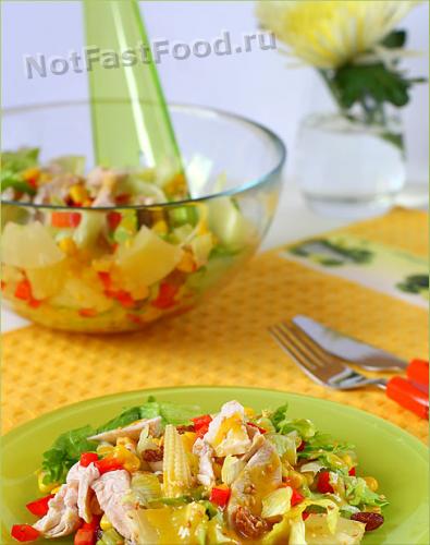 Куриный салат с горчичной заправкой
