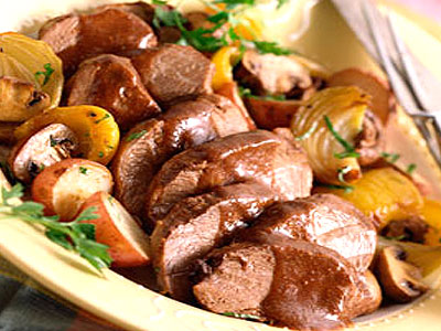 Салат с медальонами из ветчины