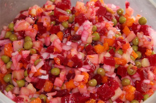 Зимний винегрет с вареными овощами
