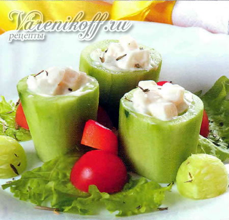 Огурцы, фаршированные кальмарами