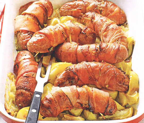 Ветчина, запеченная с яблоками