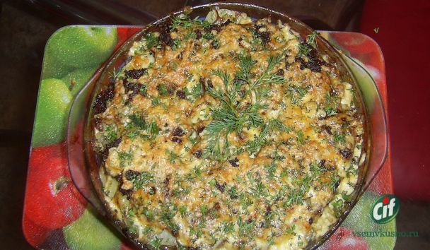 Мясная запеканка с грибами